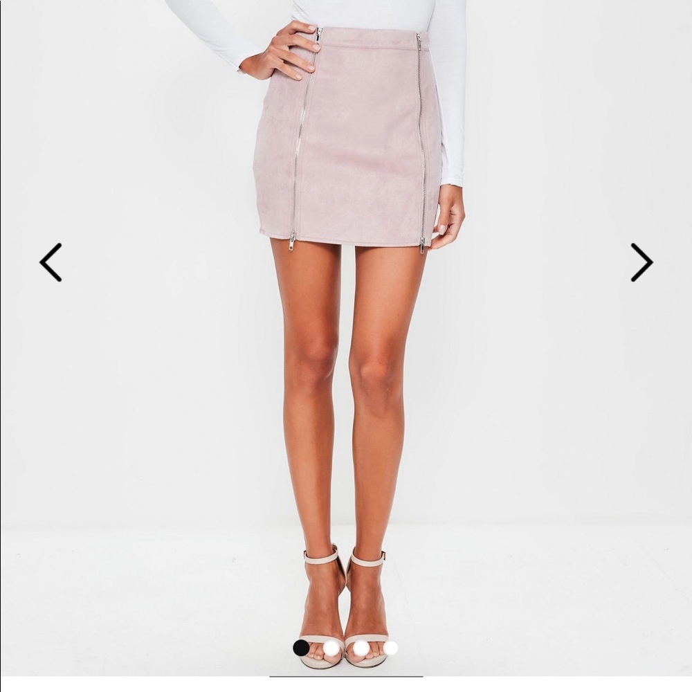 MISSGUIDED Petite Faux Suede Double Zip Mini Skirt